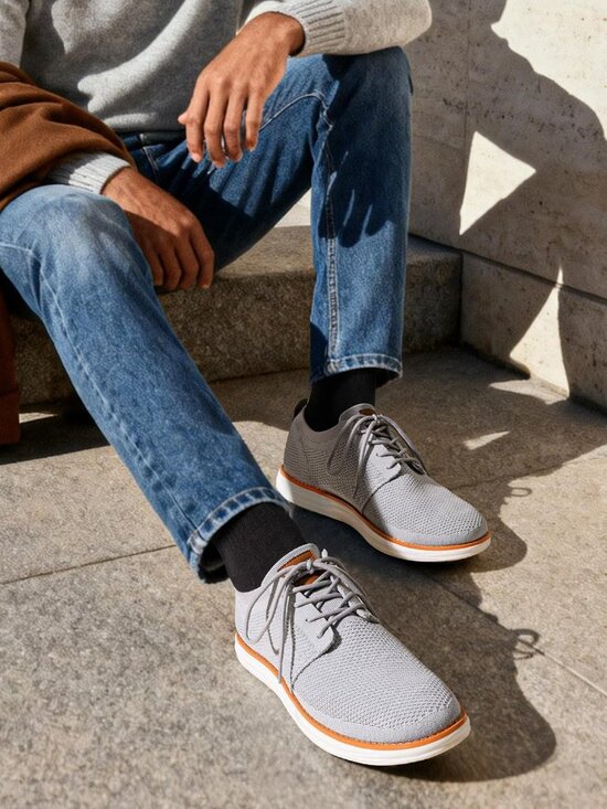 Men\'s KnitFlex Mesh Sneakers Lace-Up Lightweight Casual Walking Oxfords Shoes main image 5